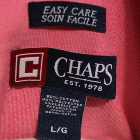 CHAPS Ralph Lauren SZ L Men's Coral Long Sleeve Button Down Shirt - Picture 8 of 8
